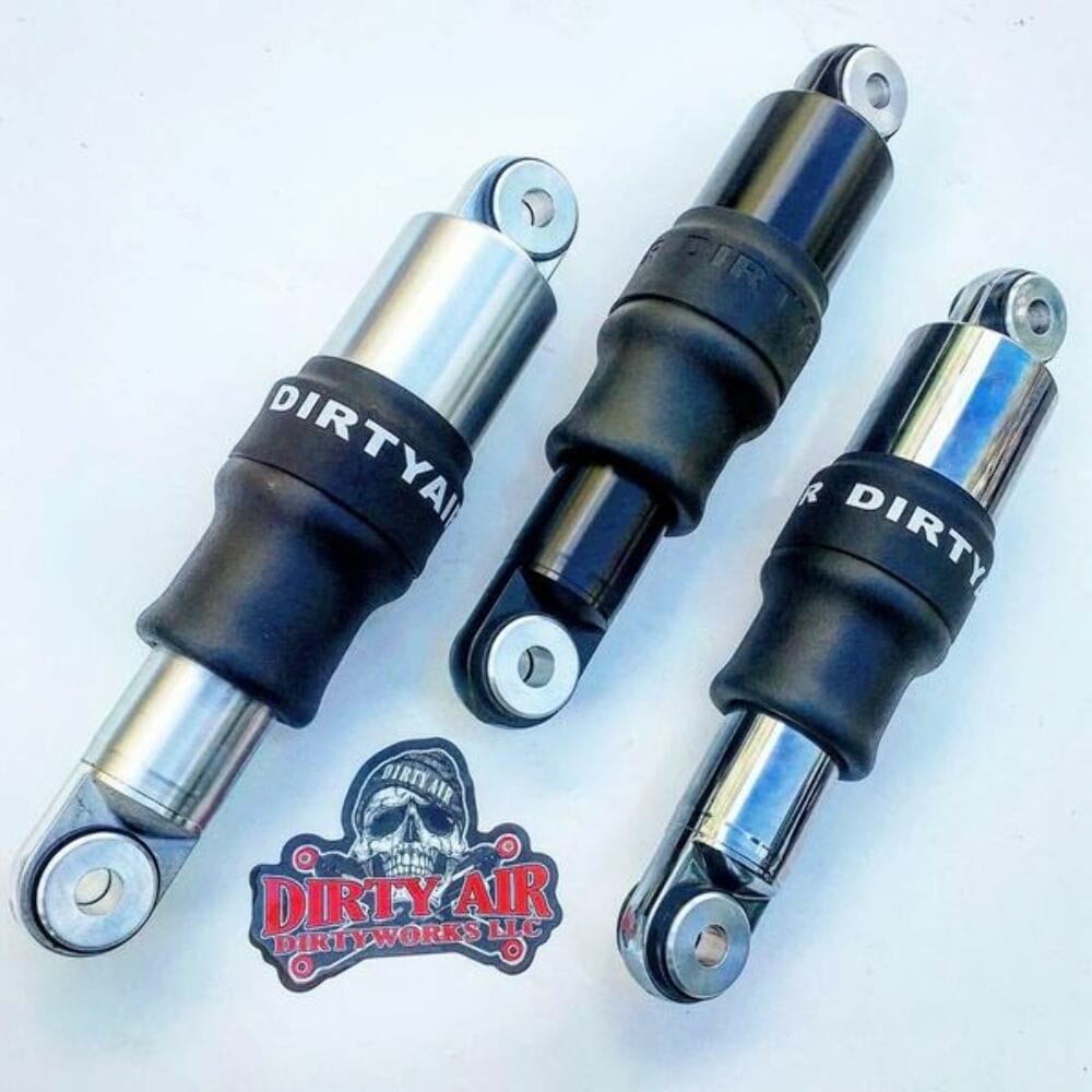 Dirty Air Dirty Air 3" Aluminum SS Series Short Shocks Rear Pair Black Adjustable Harley