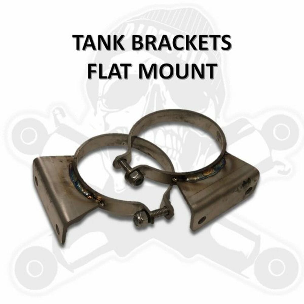 Dirty Air Dirty Air Flat Mount Tank Brackets Pair Raw Steel 2.5" 3" Tanks Harley Touring