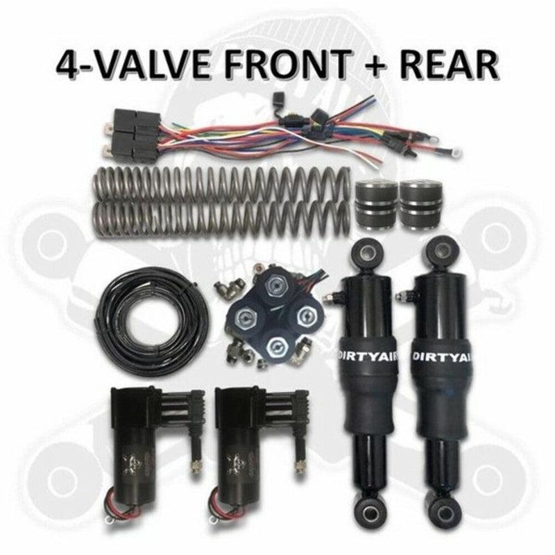 Dirty Air Dirty Air Front + Rear Tankless 4-Valve Air Suspension System Harley Touring 80+