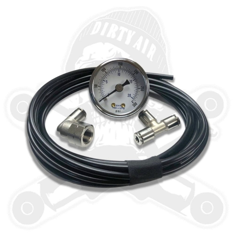 Dirty Air Dirty Air Pressure Test Gauge Kit Suspension 300psi 5/32 Tubing Harley Air Ride