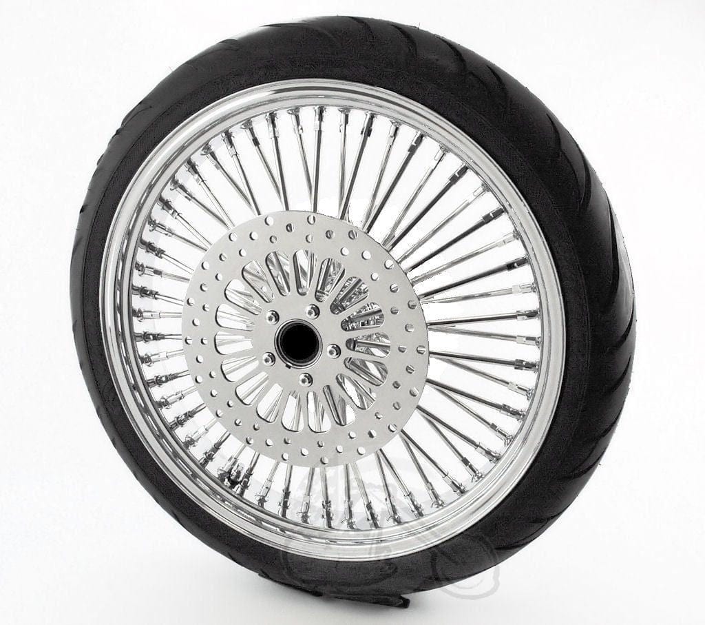 DNA Specialty 21 2.15 Chrome Front Fat Mammoth 52 Spoke Tire Wheel Rim Package Harley XL Dyna.