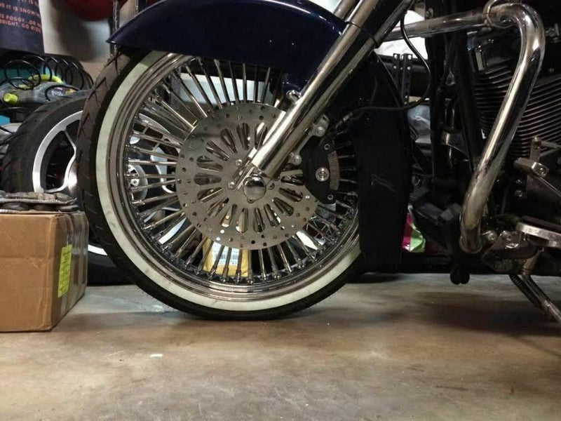DNA Specialty 21 x 3.5 Chrome 52 Mammoth Fat Spoke Front Wheel WWW Tire 07+ Harley Softail ABS