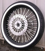 DNA Specialty Black 21 3.5 52 Mammoth Fat Spoke Front Wheel Whitewall 120 Tire Package Touring