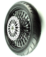 DNA Specialty Black 21 X 3.5 52 Fat Spoke Mammoth Front Wheel 120 Tire Package Harley Touring