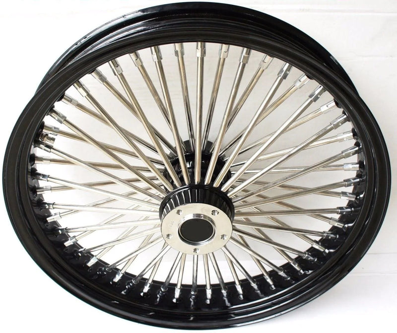 DNA Specialty Other Tire & Wheel Parts 21 x 3.5 52 Mammoth Fat Spoke Front Wheel Chrome Black Rim 84-99 Harley Touring