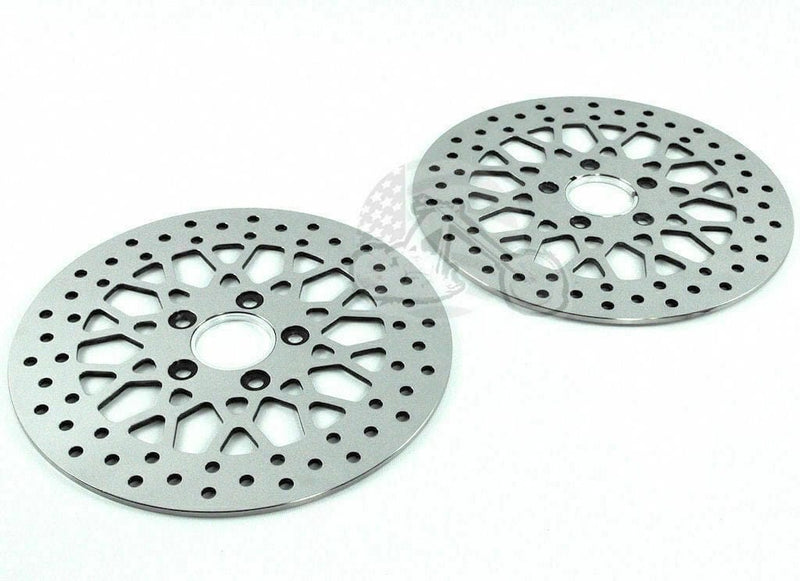 DNA Specialty Polished 11.5" Mesh Spoke Stainless Front Rear Disc Brake Rotors Pair Set Harley