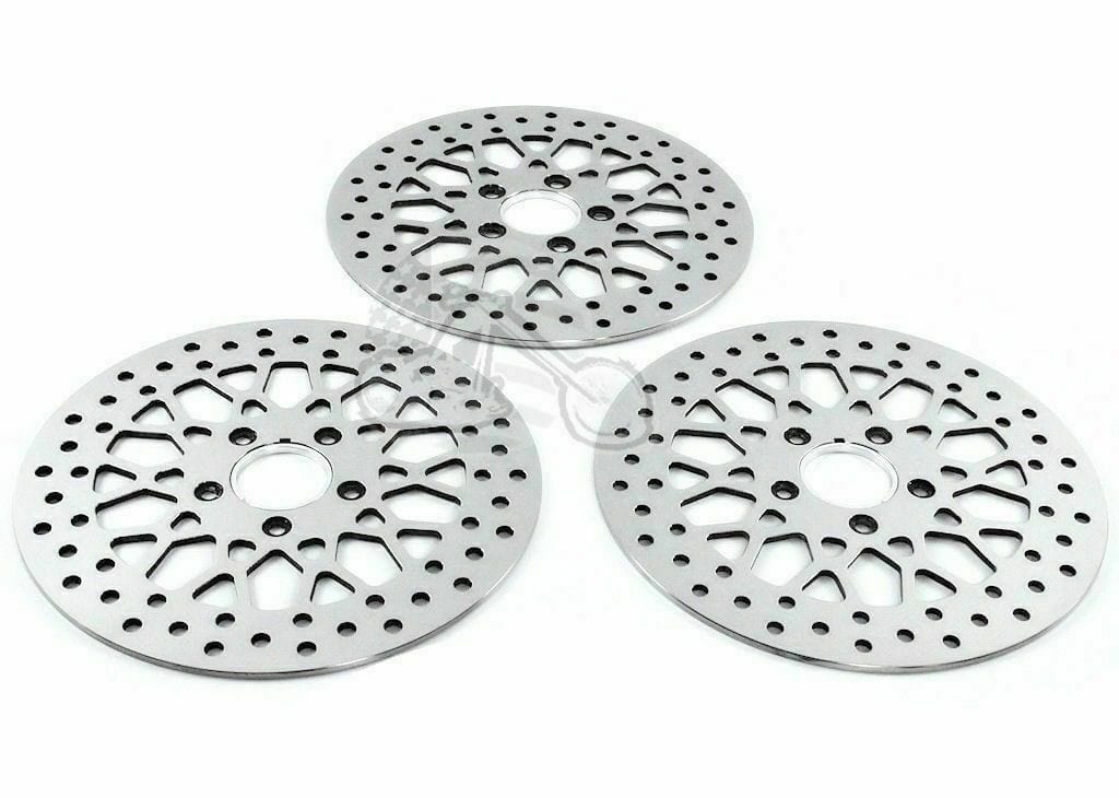 DNA Specialty Polished Mesh Front Dual Disc Rear Brake Rotors Set Kit Harley Touring Electra