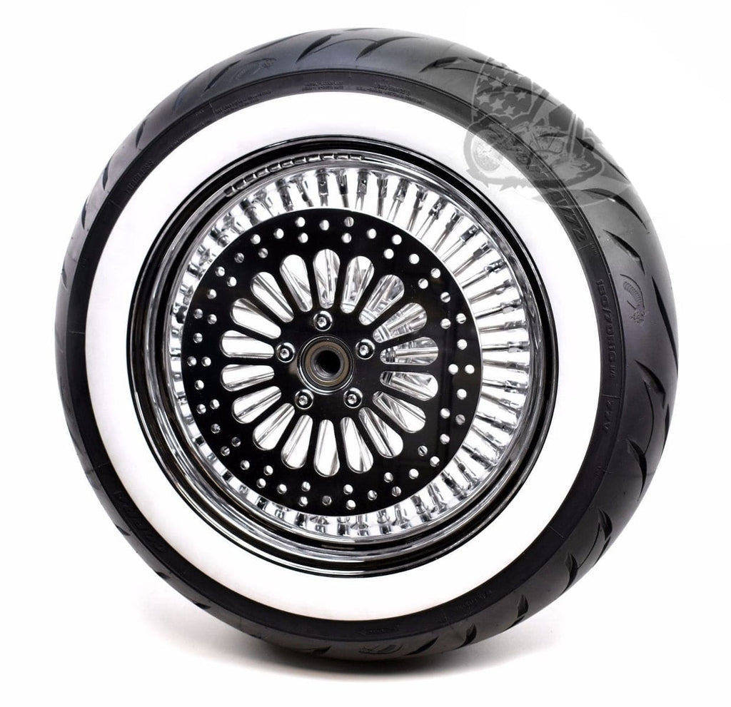 DNA Specialty Wheels & Tire Package 16 3.5 52 Chrome Fat Mammoth Spoke Rear Wheel WW Tire Package Harley Softail 08+