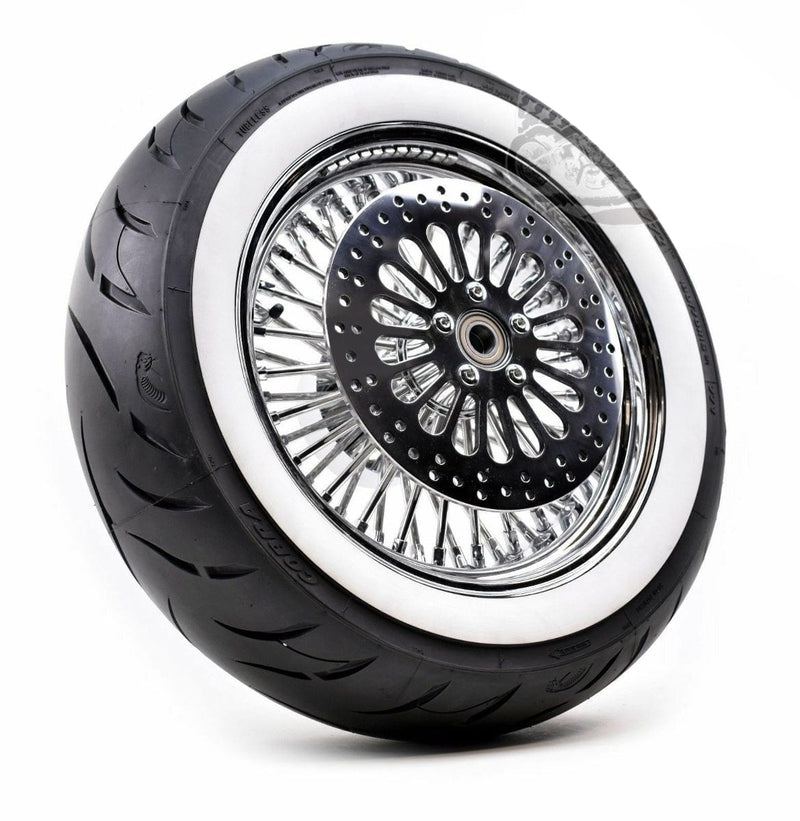 DNA Specialty Wheels & Tire Package 16 3.5 52 Chrome Fat Mammoth Spoke Rear Wheel WW Tire Package Harley Softail 08+
