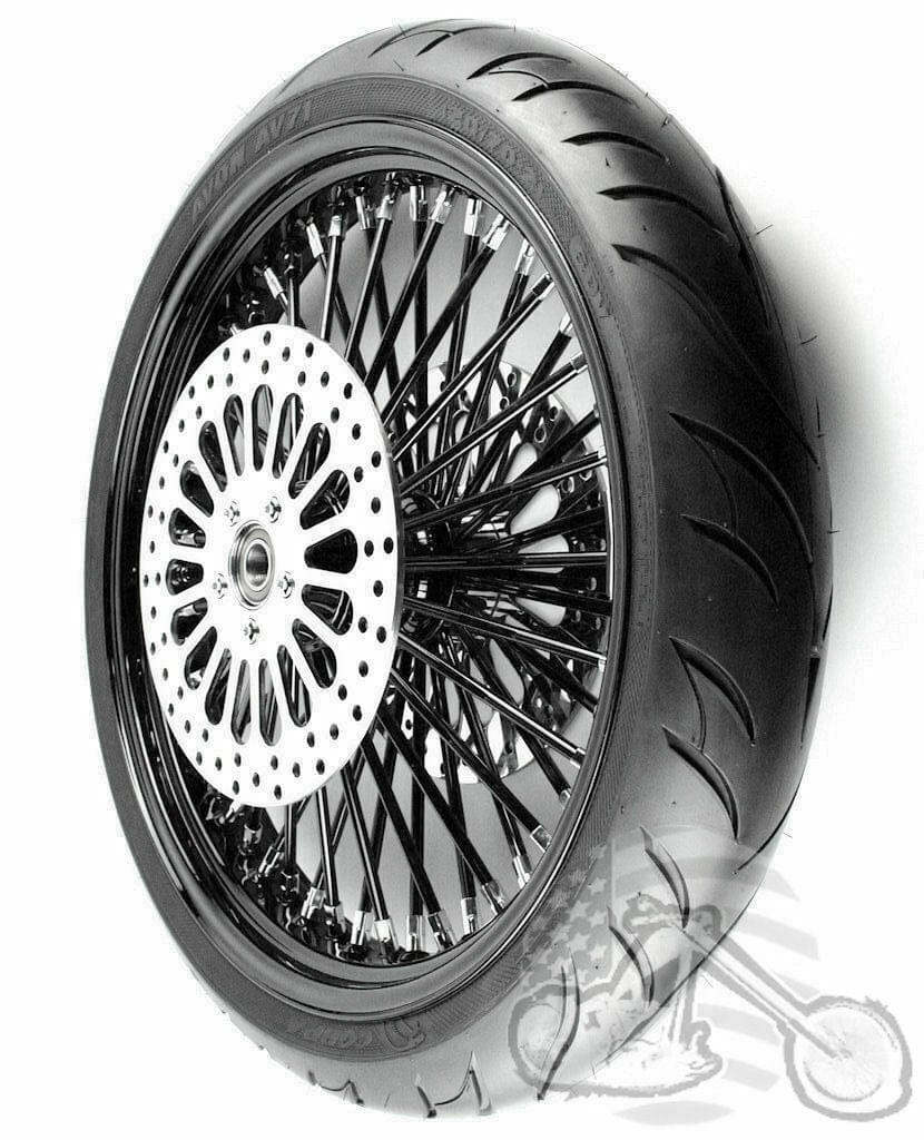 DNA Specialty Wheels & Tire Packages 21 3.5 52 Mammoth Black Fat Spoke Front Wheel BW Tire 08+ Harley Touring ABS