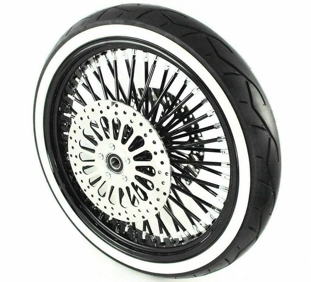 DNA Specialty Wheels & Tire Packages 21 3.5 52 Mammoth Black Out Fat Spoke Front Wheel Rim WW Tire 08+ Harley Touring