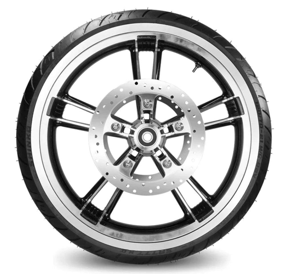DNA Specialty Wheels & Tire Packages 21 3.5 Black Cut Enforcer Billet Front Wheel Rim WW Tire Package Harley Touring
