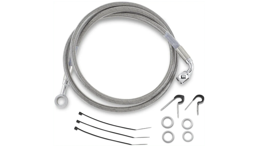 Drag Specialities 44-7/8" Braided Stainless Steel Front Brake Line Kit 1987-96 Harley Softail