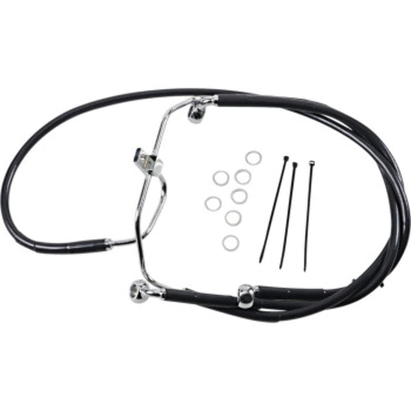 Drag Specialities Brake Lines & Hoses +10" Extended Stock Length Black Vinyl Upper Lower Brake Line Harley Dyna 08-17