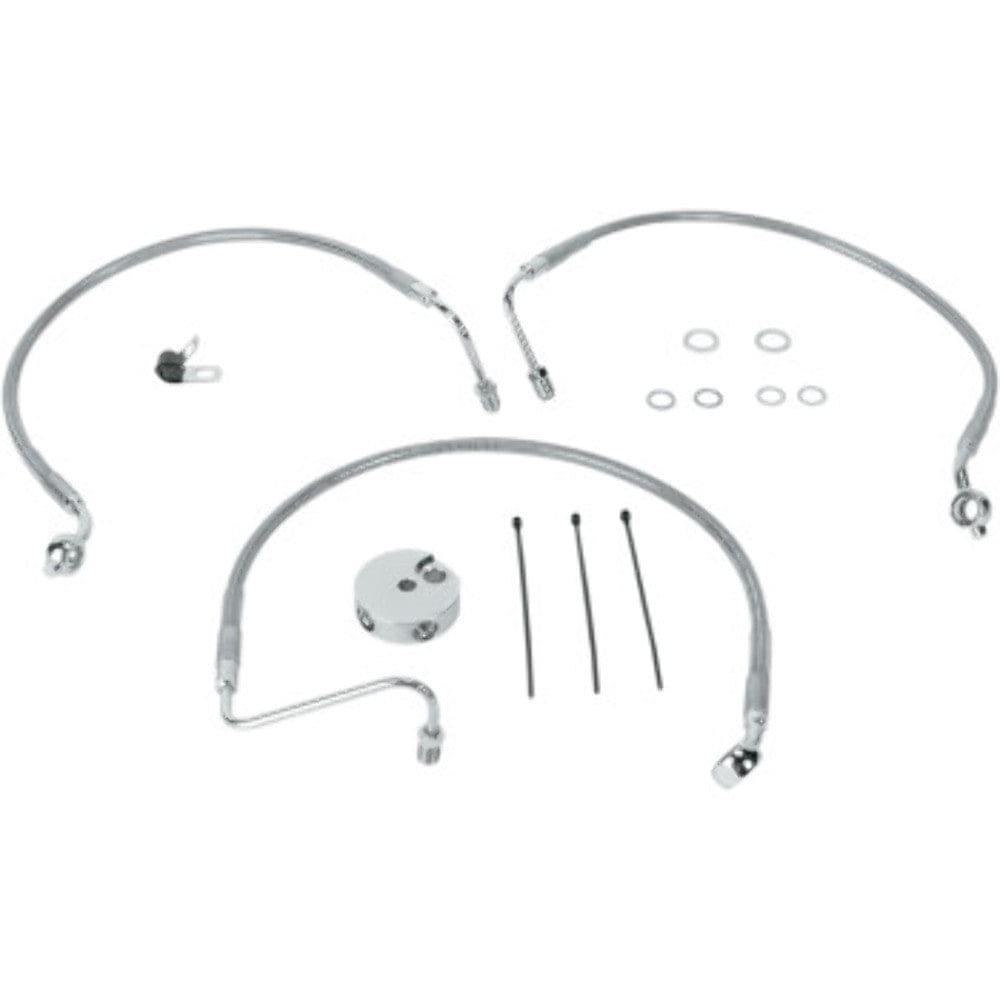 Drag Specialities Brake Lines & Hoses 18" 19 3/4" Stainless Brake Upper Line Kit Harley Sportster 04-10 XL Roadster