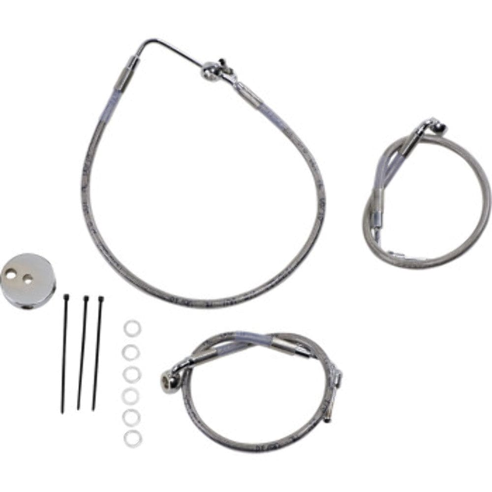 Drag Specialities Brake Lines & Hoses 18 9/16 22 1/4" Braided Stainless Brake Upper Line Kit Harley Dyna 99-00 FXDL