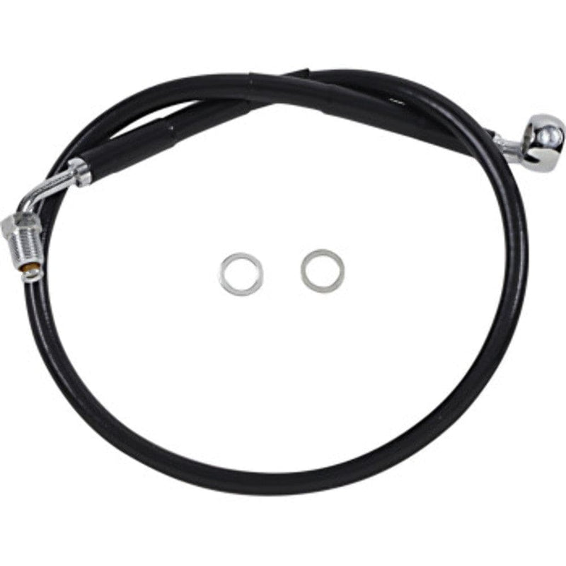 Drag Specialities Brake Lines & Hoses +2" 23 1/2" Extended Length Black Vinyl Upper Brake Line Harley Softail 18+ ABS