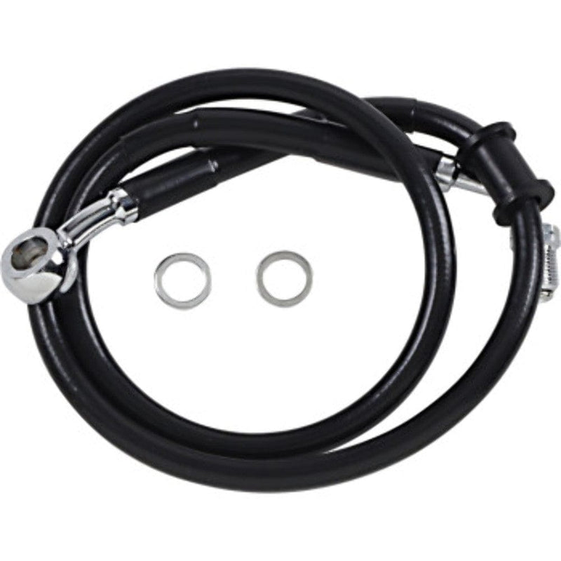 Drag Specialities Brake Lines & Hoses +2" 28 3/4" Extended Length Black Vinyl Upper Brake Line Harley Softail 18+ ABS