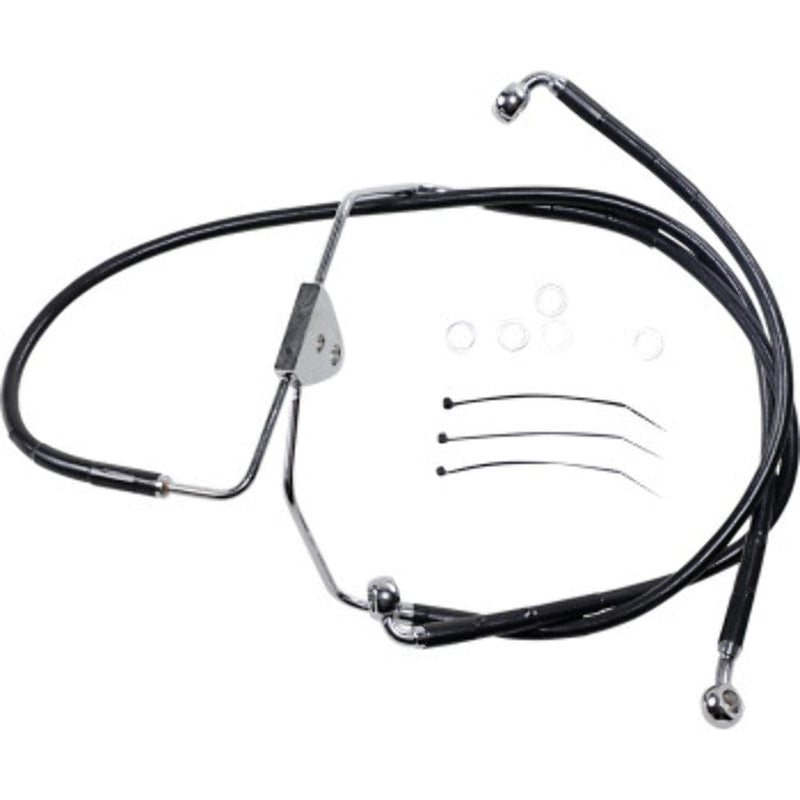 Drag Specialities Brake Lines & Hoses +2 Extended Stock Length Black Vinyl Upper Lower Brake Line Harley Touring 08-13