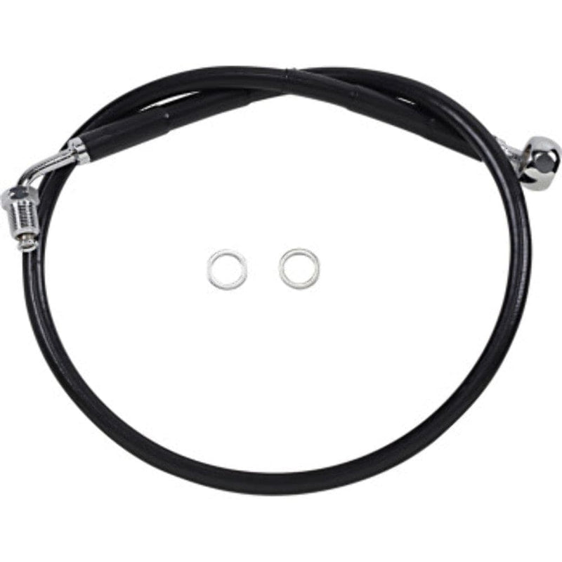 Drag Specialities Brake Lines & Hoses +4" 25 1/2" Extended Length Black Vinyl Upper Brake Line Harley Softail 18+ ABS