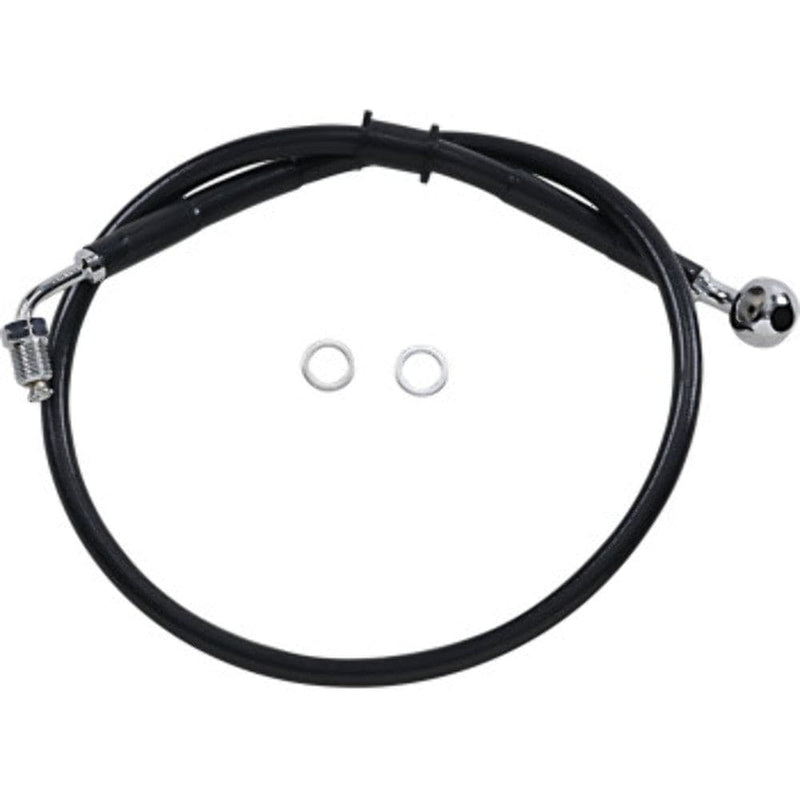 Drag Specialities Brake Lines & Hoses +4" 27 1/4" Extended Length Black Vinyl Upper Brake Line Harley Softail 18+ ABS