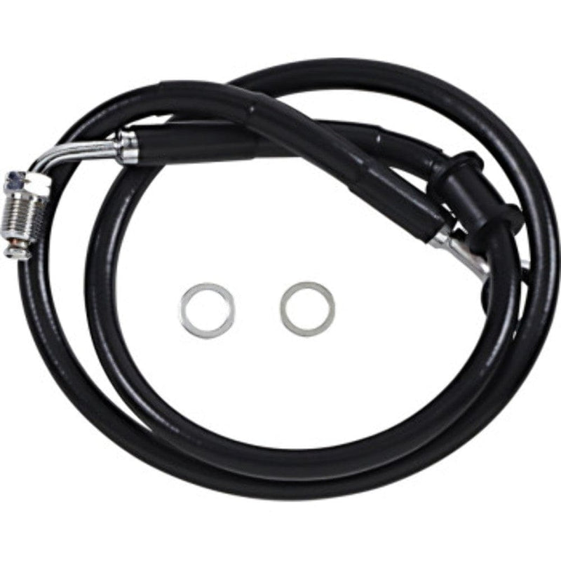 Drag Specialities Brake Lines & Hoses +4" 30 3/4" Extended Length Black Vinyl Upper Brake Line Harley Softail 18+ ABS