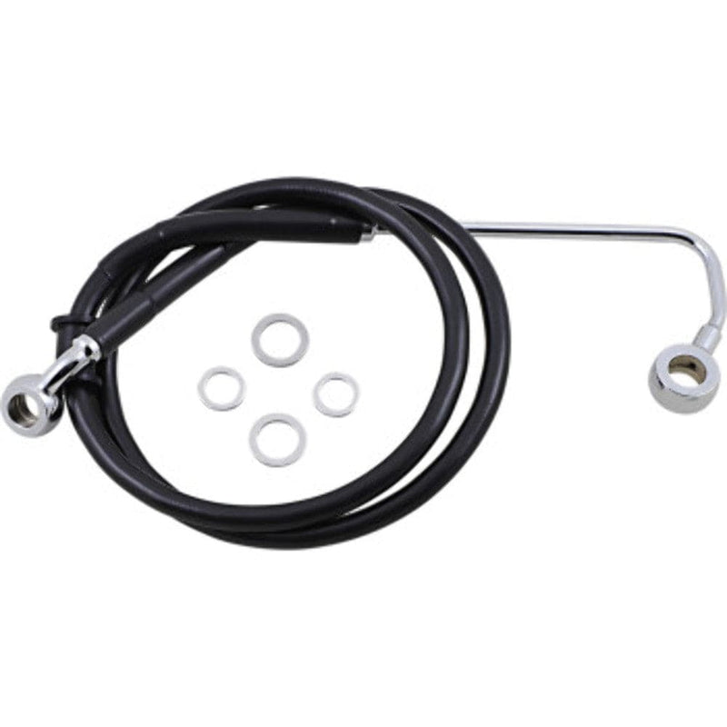 Drag Specialities Brake Lines & Hoses +4" 34 3/4 Extended Length Black Vinyl Upper Brake Line Harley Softail 15-17 ABS