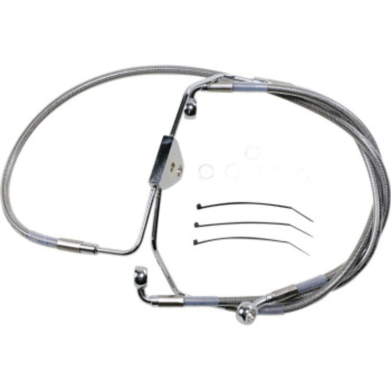 Drag Specialities Brake Lines & Hoses +4 Extended Over Stock Stainless Steel Upper Brake Line Kit Harley Touring 08-13