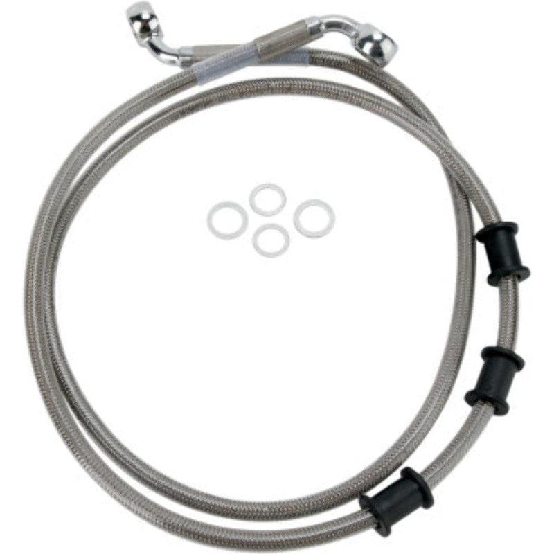 Drag Specialities Brake Lines & Hoses +6" 47 3/4" Extended Braided Stainless Upper Brake Line Kit Harley Softail 08-14