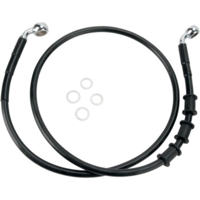 Drag Specialities Brake Lines & Hoses +6" 47 3/4" Extended Length Black Vinyl Upper Brake Line Harley Softail 08-14