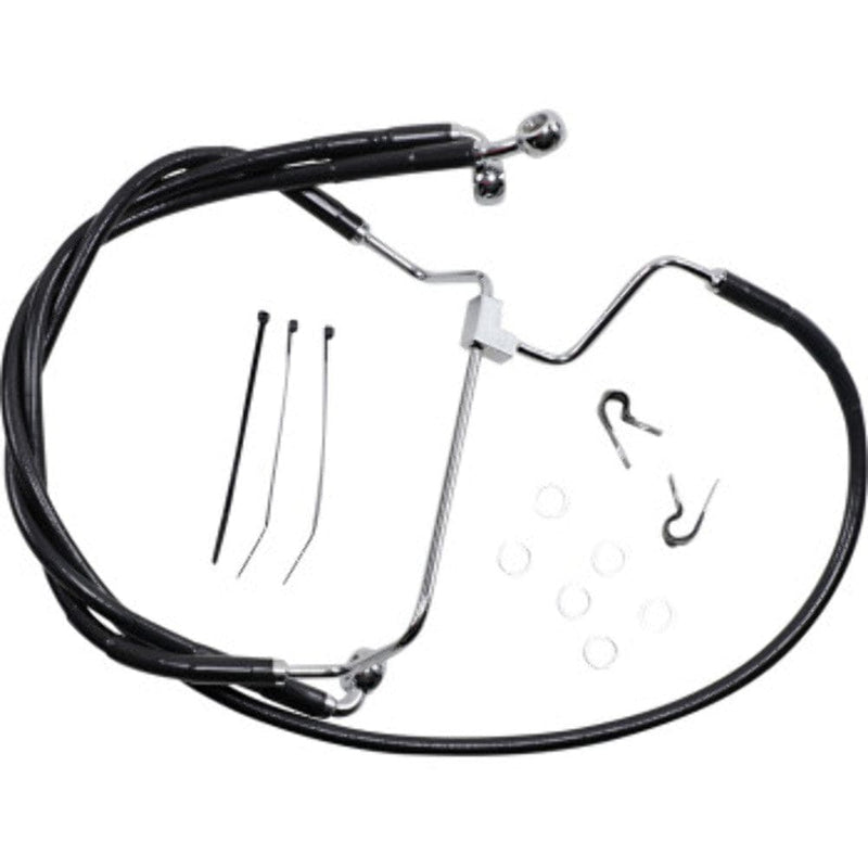 Drag Specialities Brake Lines & Hoses +6" Extended Stock Length Black Vinyl Upper Brake Line Kit Harley Touring 14-19