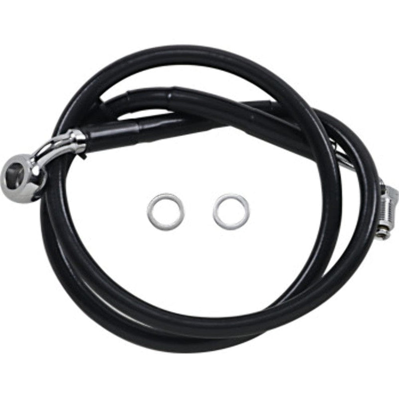 Drag Specialities Brake Lines & Hoses +8" 31 1/4" Extended Length Black Vinyl Upper Brake Line Harley Softail 18+ ABS