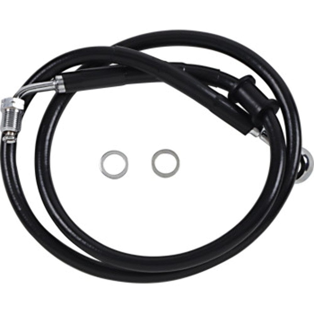 Drag Specialities Brake Lines & Hoses +8" 34 3/4" Extended Length Black Vinyl Upper Brake Line Harley Softail 18+ ABS