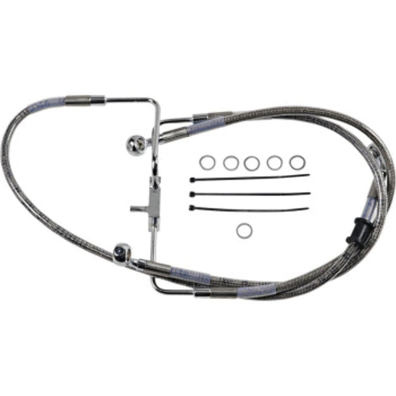 Drag Specialities Brake Lines & Hoses +8" 37" Extended Braided Stainless Upper Brake Line Kit Harley Sportster XL 16+