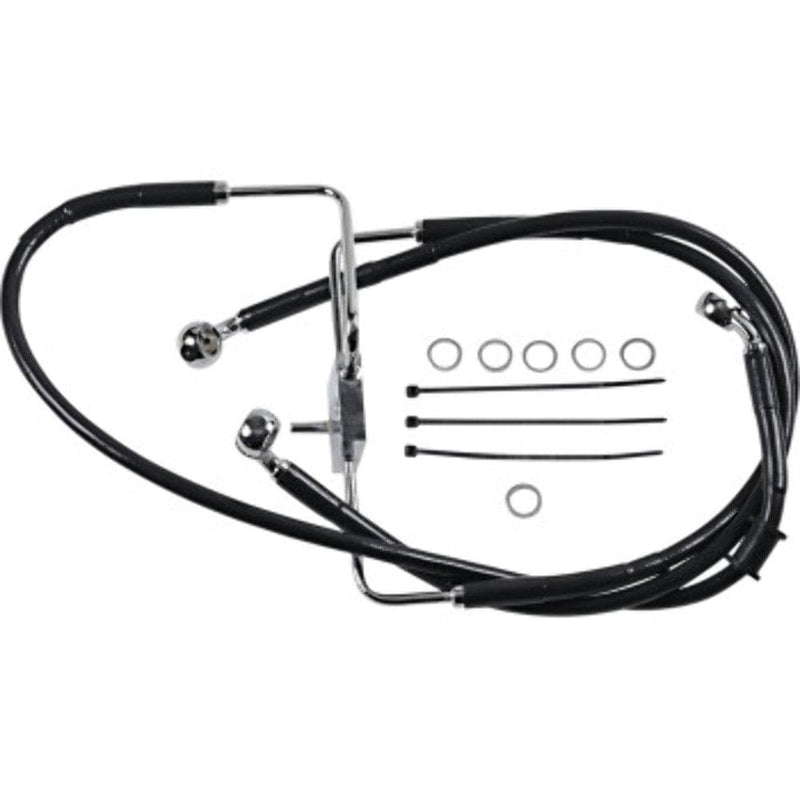 Drag Specialities Brake Lines & Hoses +8" 37" Extended Length Black Vinyl Upper Brake Line Kit Harley Sportster 16+