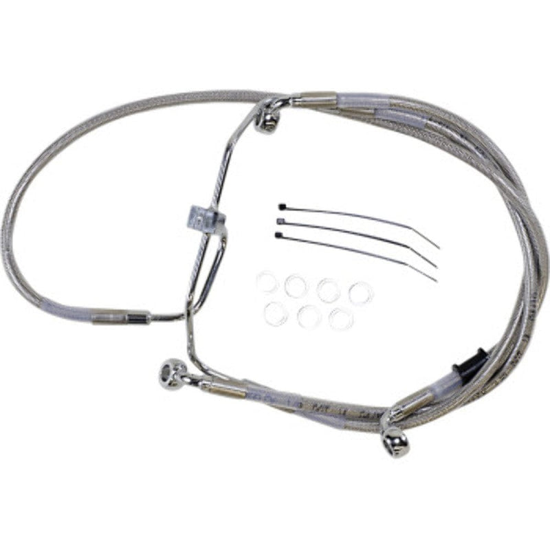 Drag Specialities Brake Lines & Hoses +8"  Extended Braided Stainless Steel Upper Brake Line Kit Harley Dyna  08-17