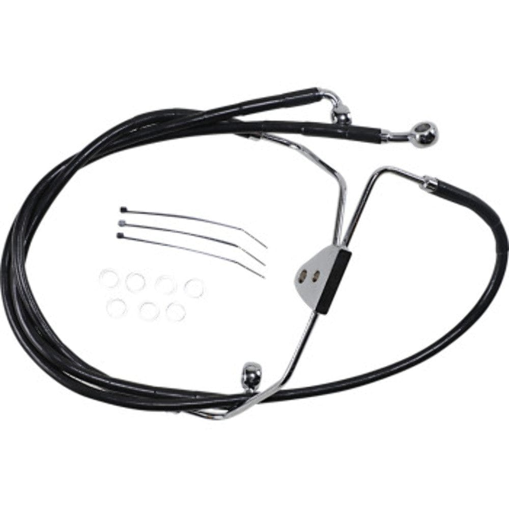 Drag Specialities Brake Lines & Hoses +8 Extended Stock Length Black Vinyl Upper Lower Brake Line Harley Touring 08-13