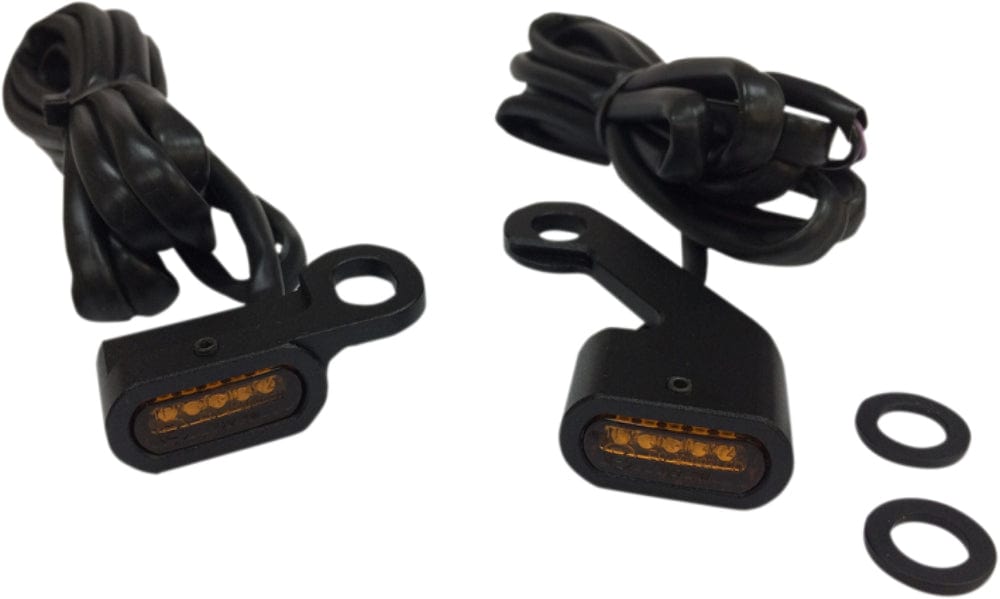 Drag Specialities Other Lighting Parts LED Black Handlebar Marker Lights Amber Lens 00-14 Softail 99-17 Dyna XL Harley