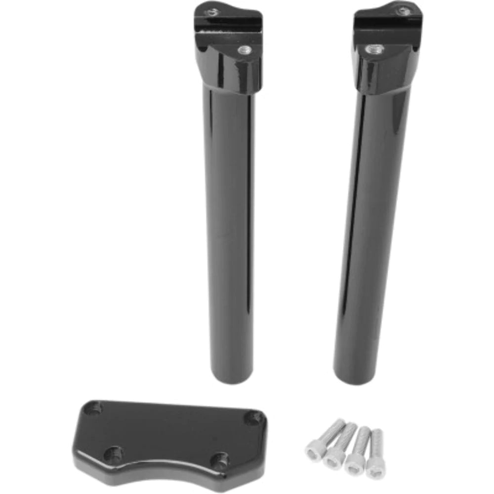 Drag Specialities Risers Gloss Black 12" Straight Risers Handlebar Top Clamp Kit Harley Softail Dyna XL