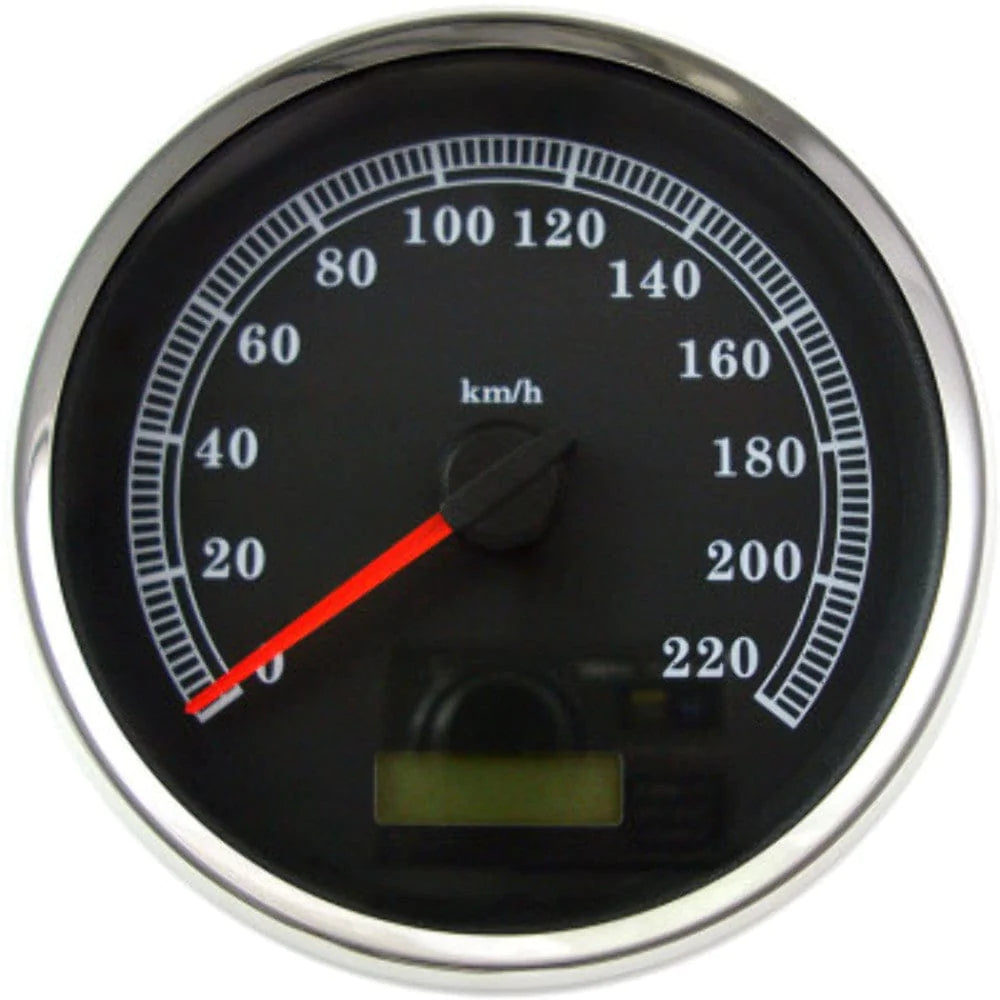Drag Specialities Speedometers 5" Programmable Electronic Speedometer Black KM/H Harley FLHR Softail Dyna 04-13