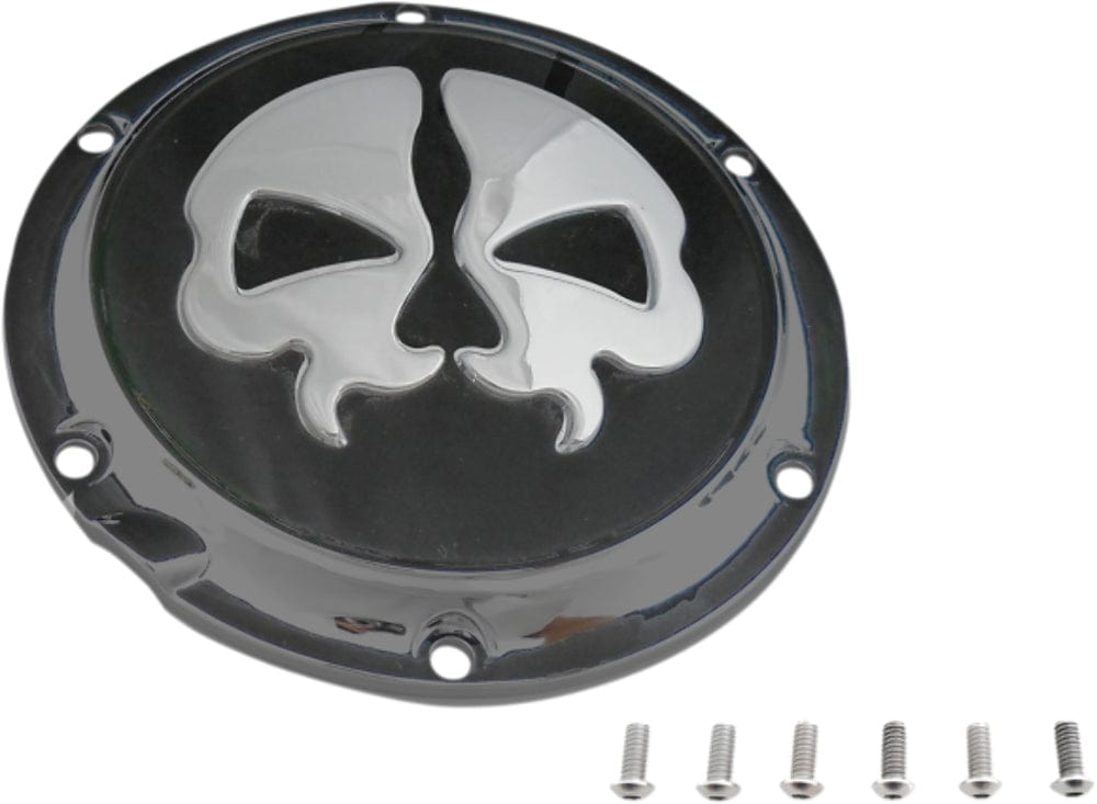 Drag Specialties Derby Cover Drag Specialties Chrome Skull Derby Cover Accent Black 04+ XL Harley Sportster