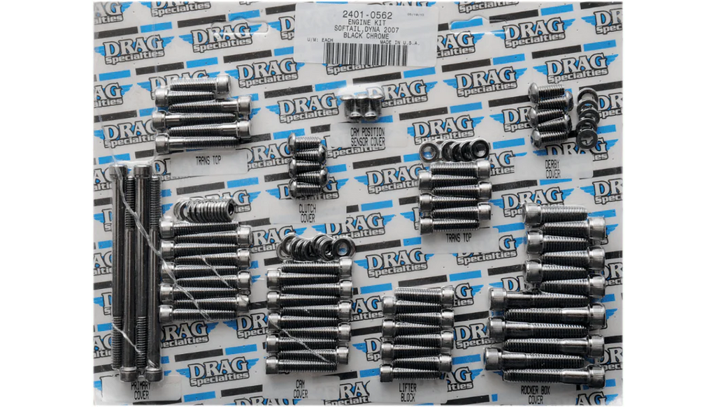 Drag Specialties Drag Engine Case Socket Bolt Kit Black Knurled Harley Softail Dyna 07-17