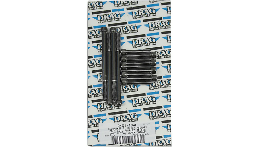 Drag Specialties Drag M-Eight M8 Outer Primary Socket Bolt Kit Black Knurled Harley Touring 17+