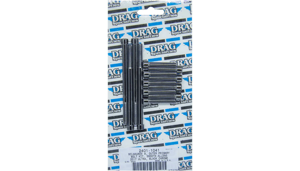 Drag Specialties Drag M-Eight M8 Outer Primary Socket Bolt Kit Black Smooth Harley Touring 17+