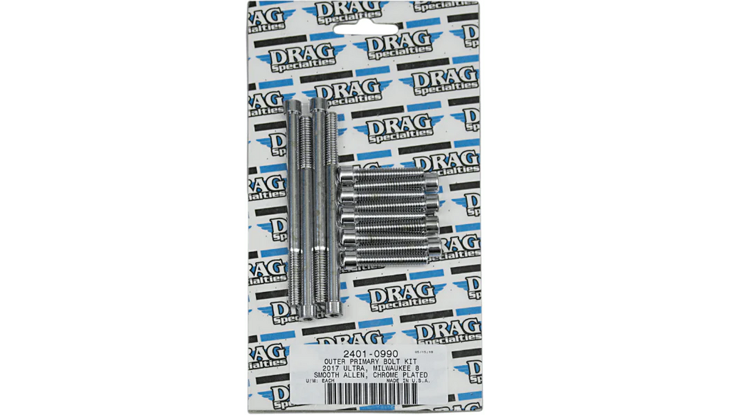 Drag Specialties Drag M-Eight M8 Outer Primary Socket Bolt Kit Chrome Smooth Harley Touring 17+