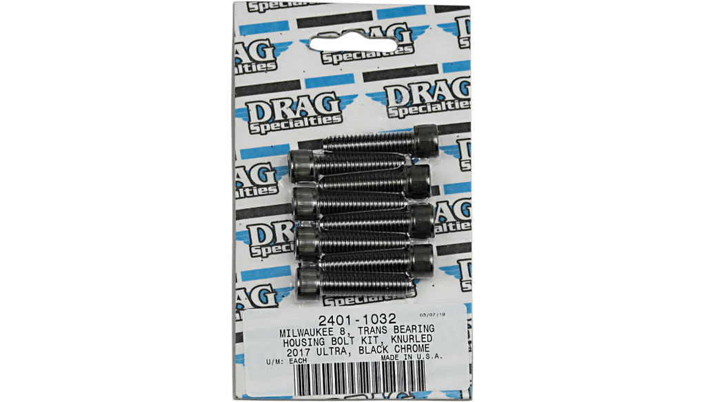 Drag Specialties Drag M8 Transmission Bearing Socket Bolt Kit Black Knurled Harley 17+ FL FX FS