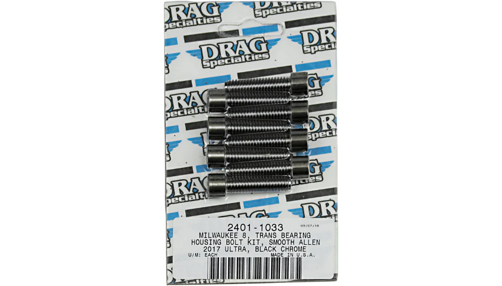 Drag Specialties Drag M8 Transmission Bearing Socket Bolt Kit Black Smooth Harley 17+ FL FX FS