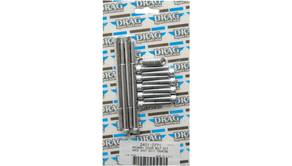 Drag Specialties Drag Primary Cover Socket Bolt Kit Chrome Knurled Harley Touring Bagger 07-16