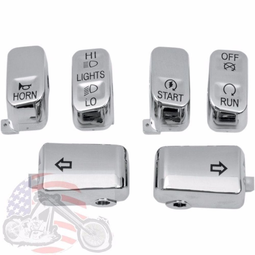 Drag Specialties Other Motorcycle Accessories Drag 6 Piece Chrome Button Switch Cap Handlebar Control Kit Harley Dyna Softail