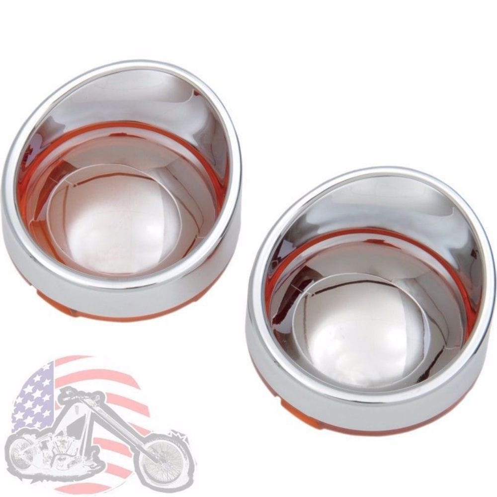 Drag Specialties Other Motorcycle Accessories Drag Specialties Chrome Turn Signal Bezels Visored Amber Mirror Lens Harley Pair